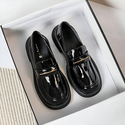 Vivo Mocassins Femme Noirs Vernis Synthétique Élégants