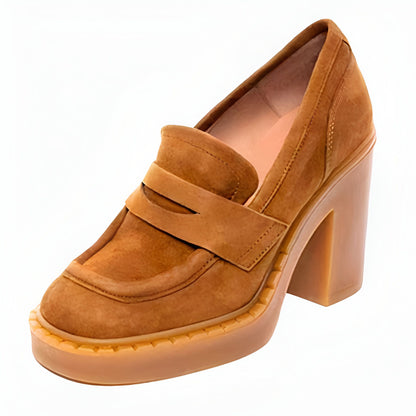 LuxeStep Mocassins Femme Daim et Vernis Plateforme