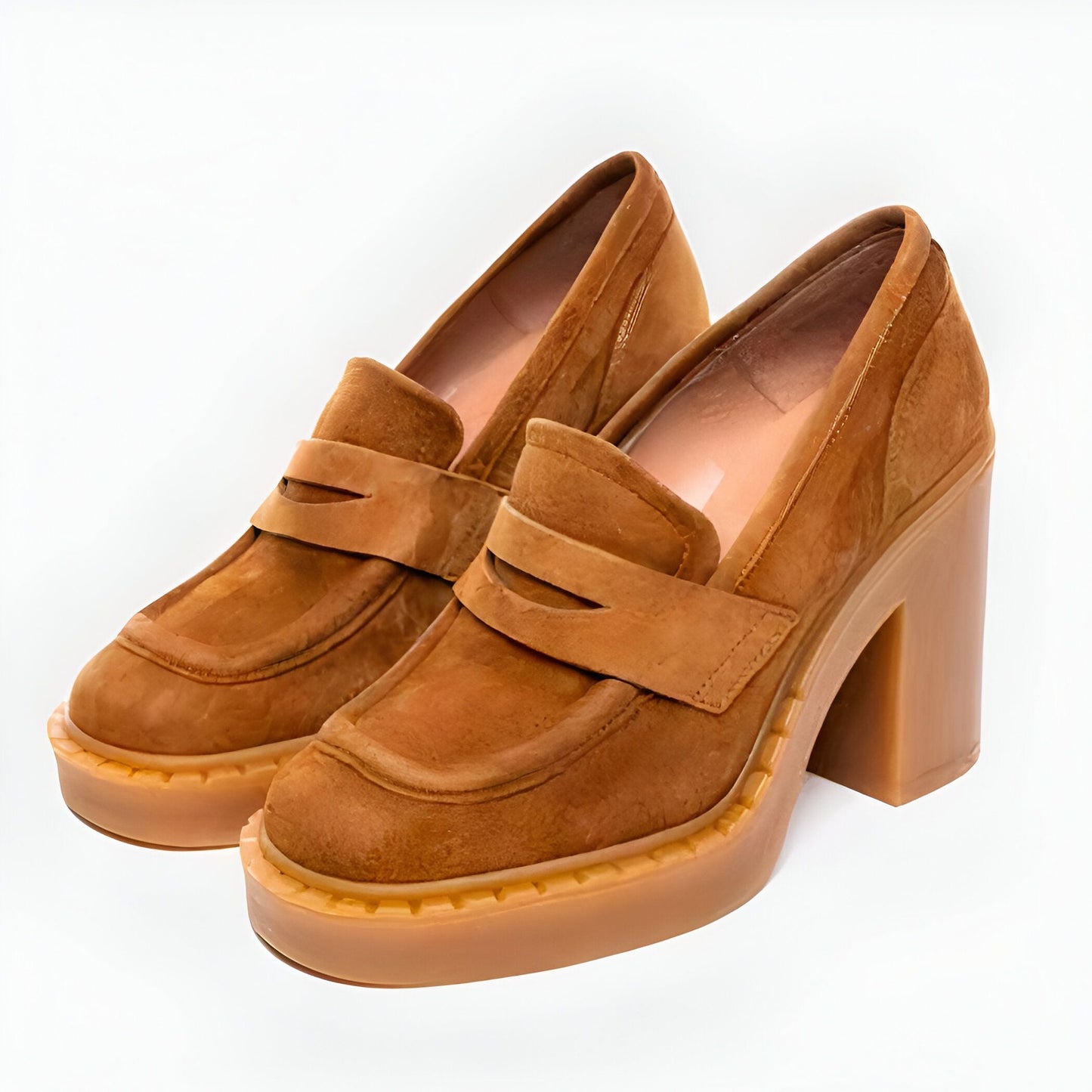 LuxeStep Mocassins Femme Daim et Vernis Plateforme
