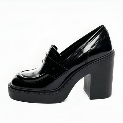 LuxeStep Mocassins Femme Daim et Vernis Plateforme