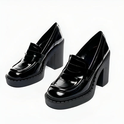 LuxeStep Mocassins Femme Daim et Vernis Plateforme