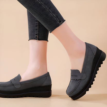 Nova Mocassins femme plateforme effet daim