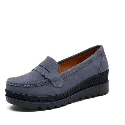 Nova Mocassins femme plateforme effet daim