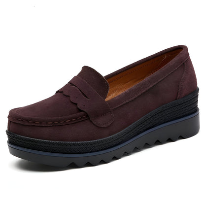 Nova Mocassins femme plateforme effet daim