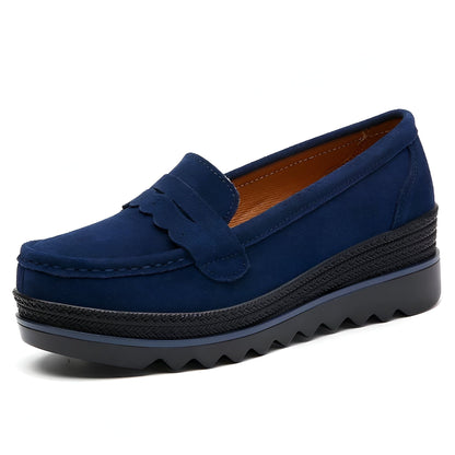 Nova Mocassins femme plateforme effet daim
