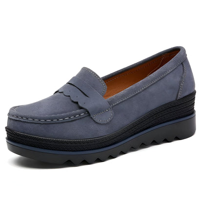 Nova Mocassins femme plateforme effet daim