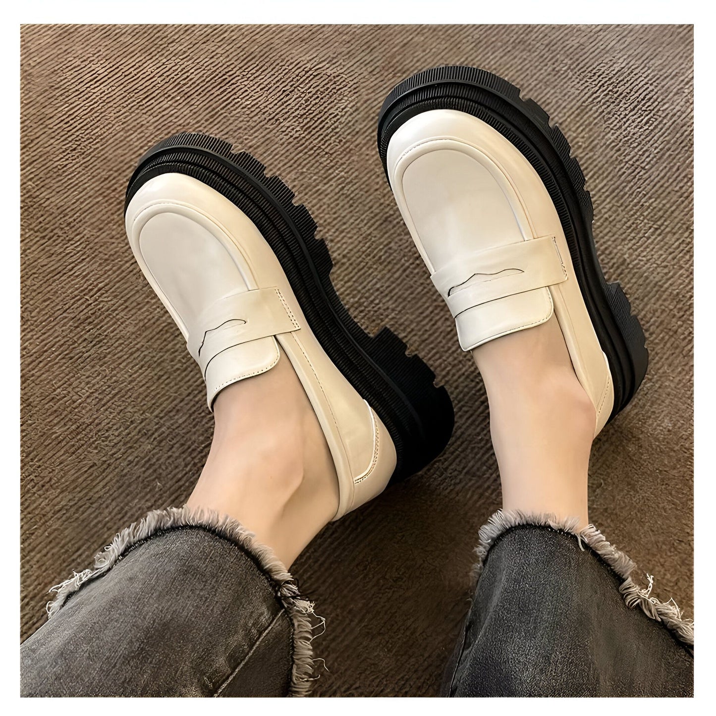 ChicLine Mocassins Femme Plateforme Style Britannique