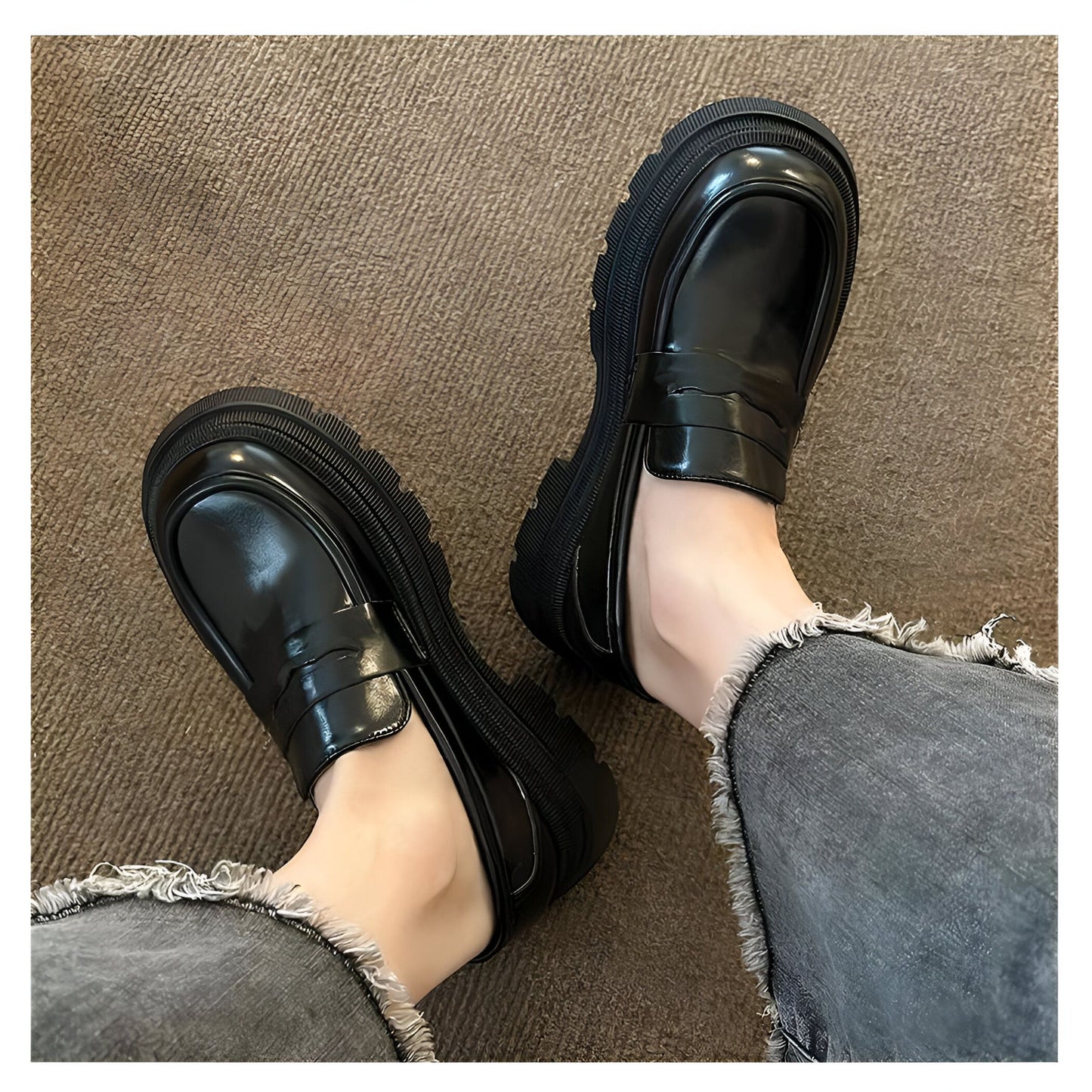 ChicLine Mocassins Femme Plateforme Style Britannique