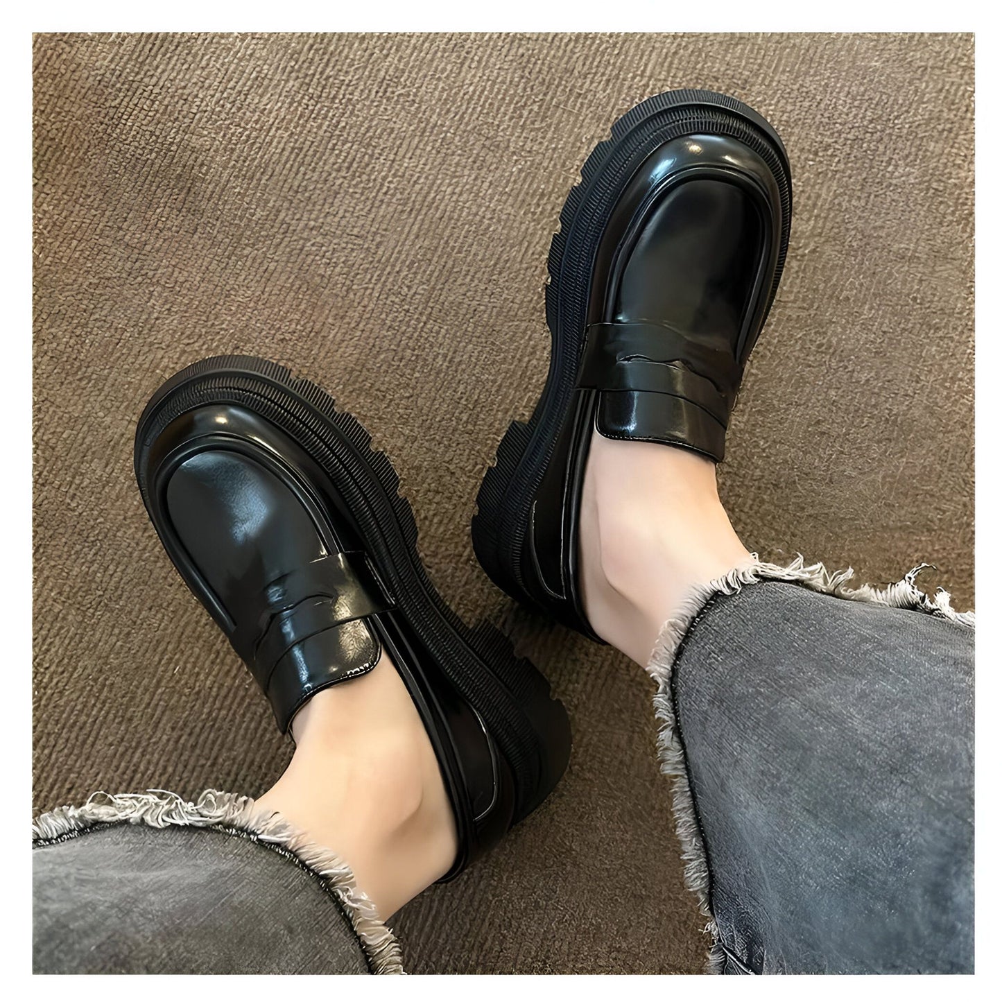 ChicLine Mocassins Femme Plateforme Style Britannique