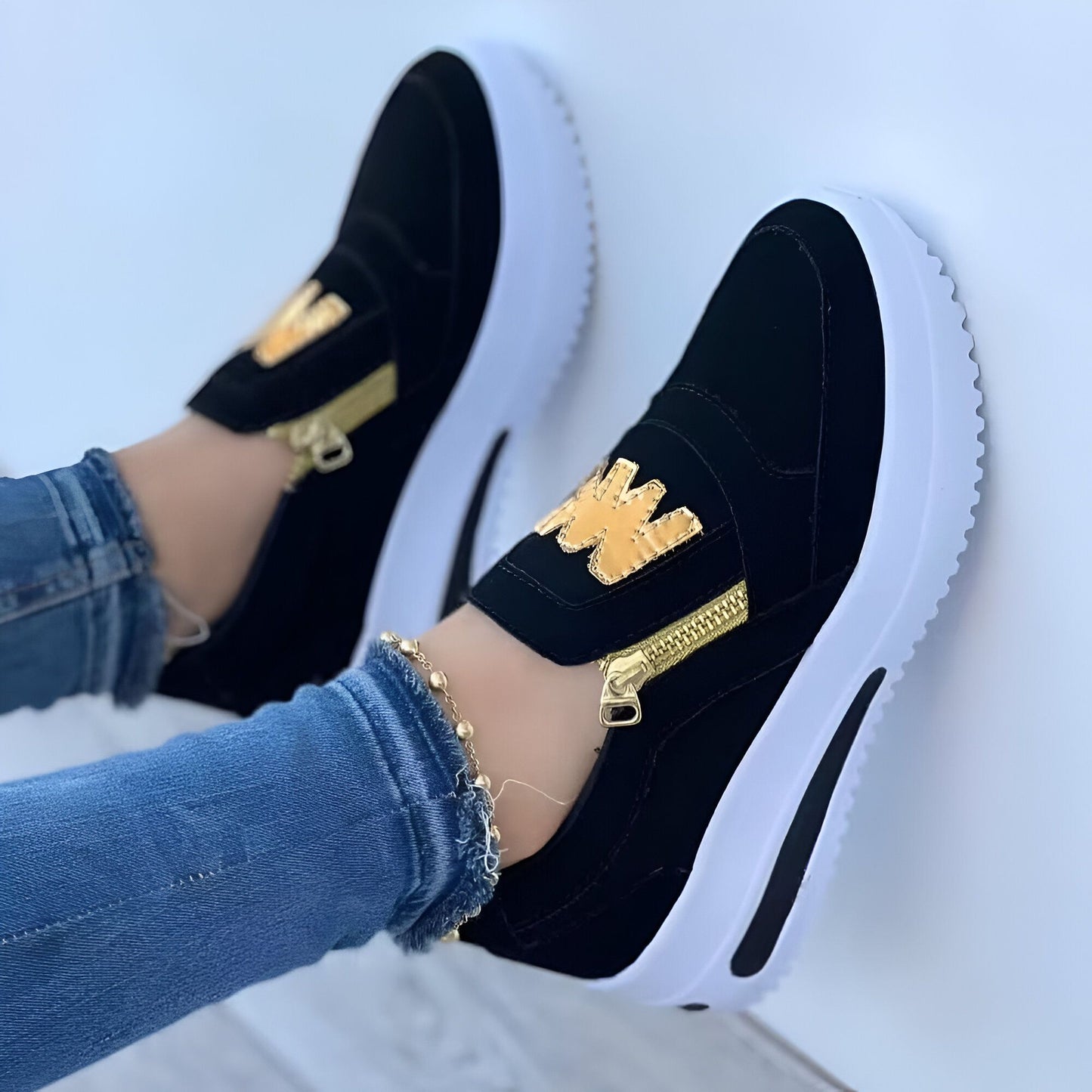 CityLux Mocassins Femme Plateforme Ville Zip Élégants