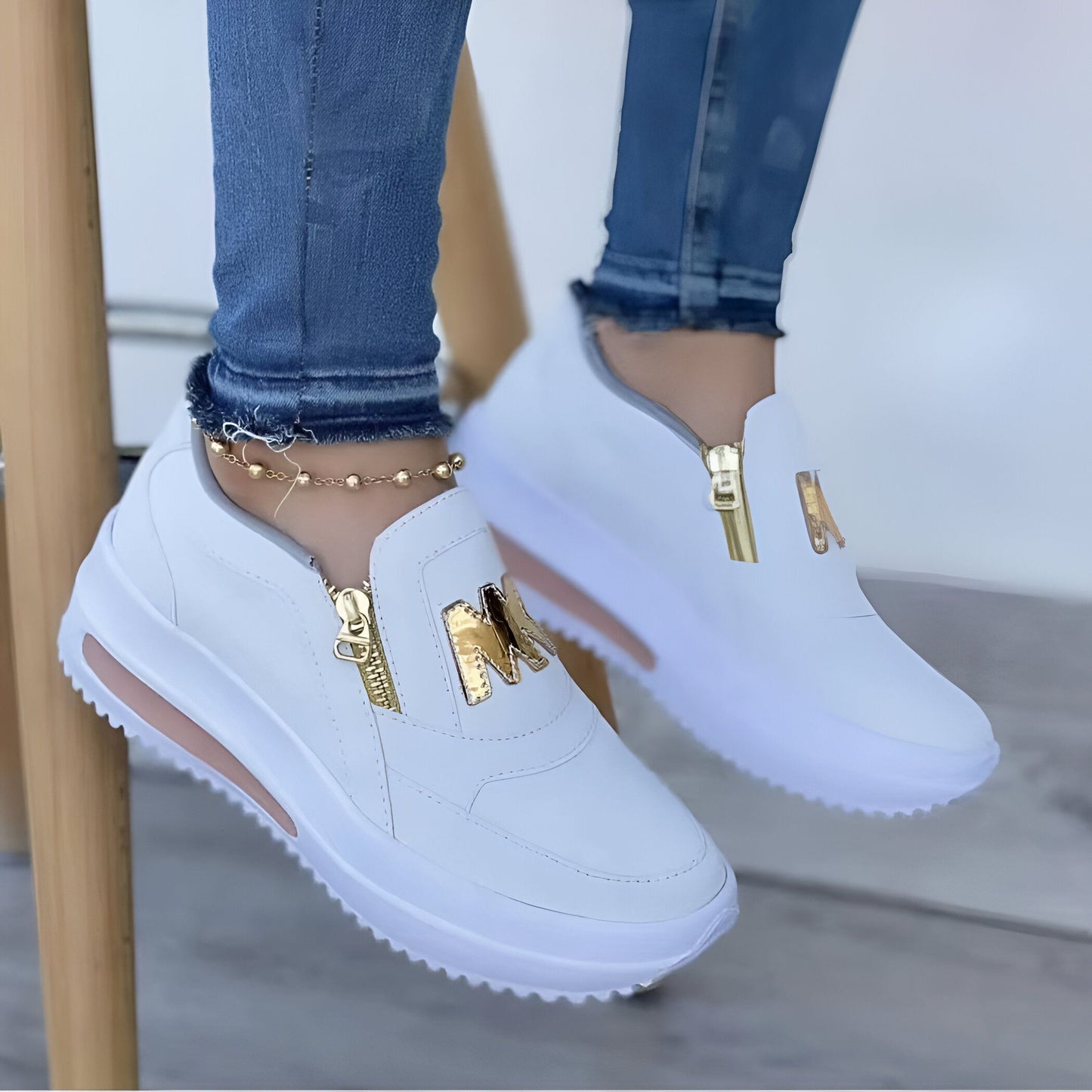 CityLux Mocassins Femme Plateforme Ville Zip Élégants