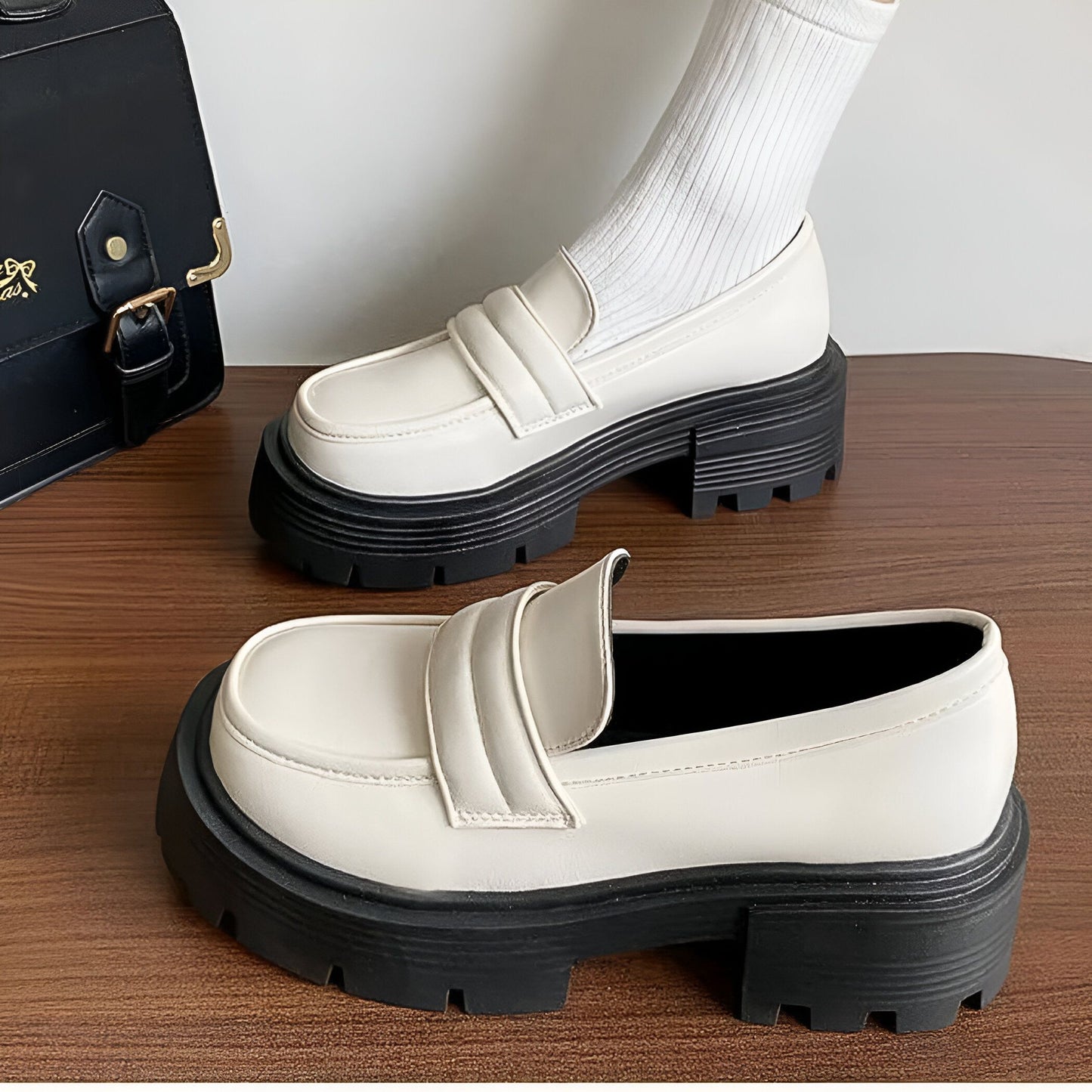 VivaStep Mocassins Plateformes Femme Bicolores