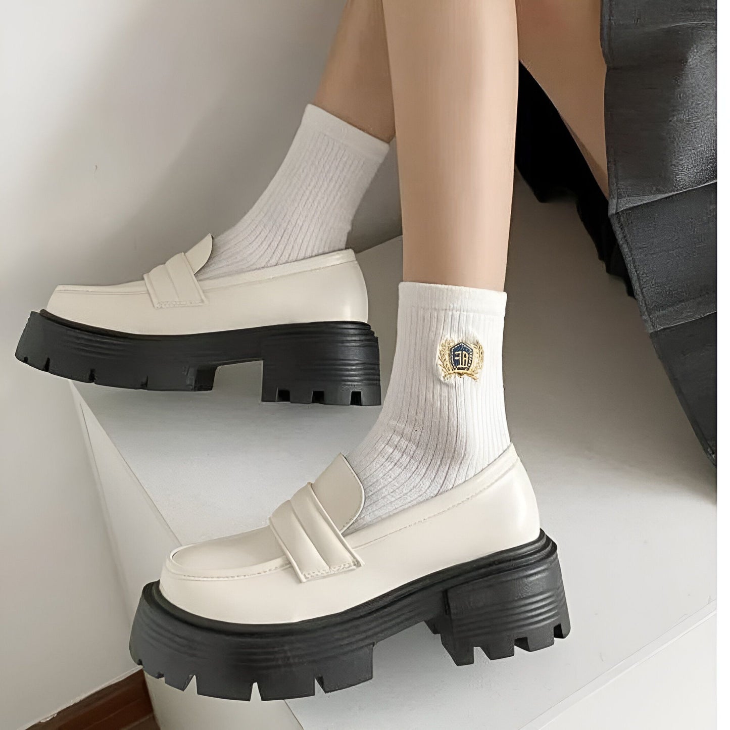 VivaStep Mocassins Plateformes Femme Bicolores