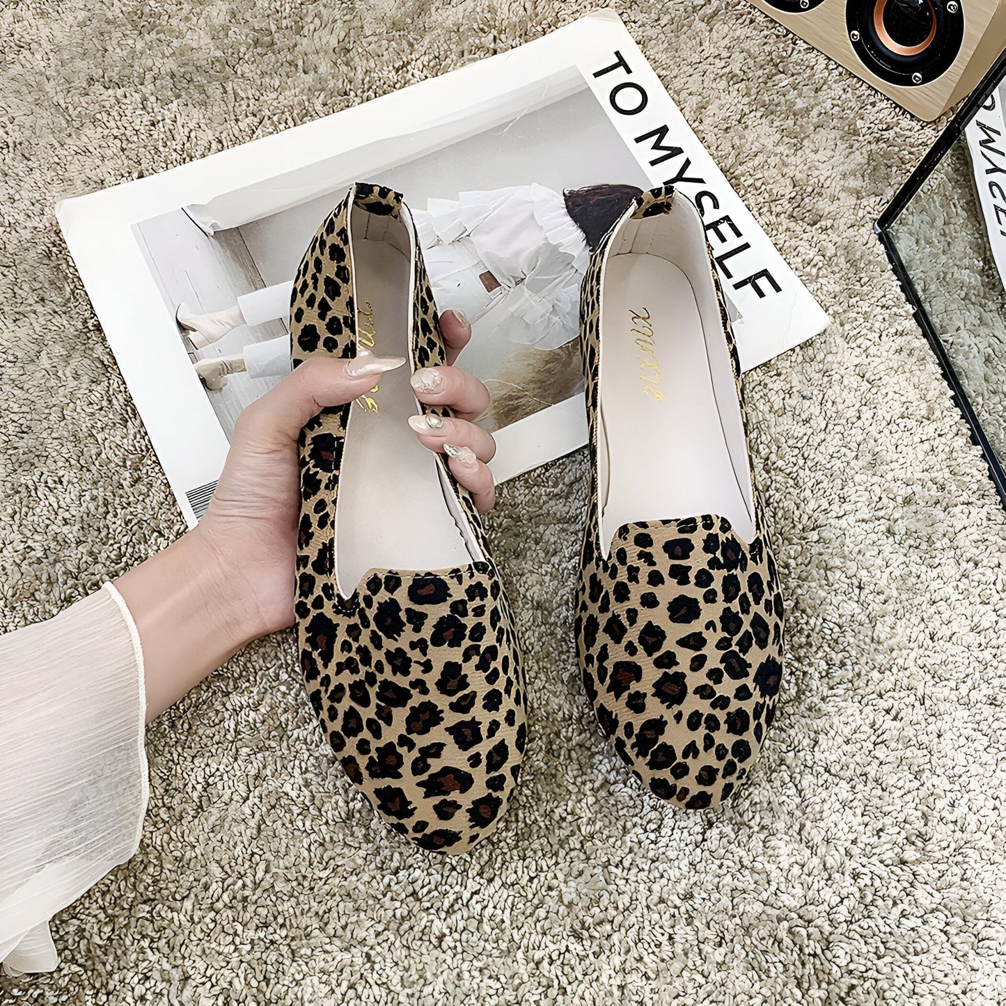 Lux Mocassins Femme Léopard Plats Simili Cuir Confort