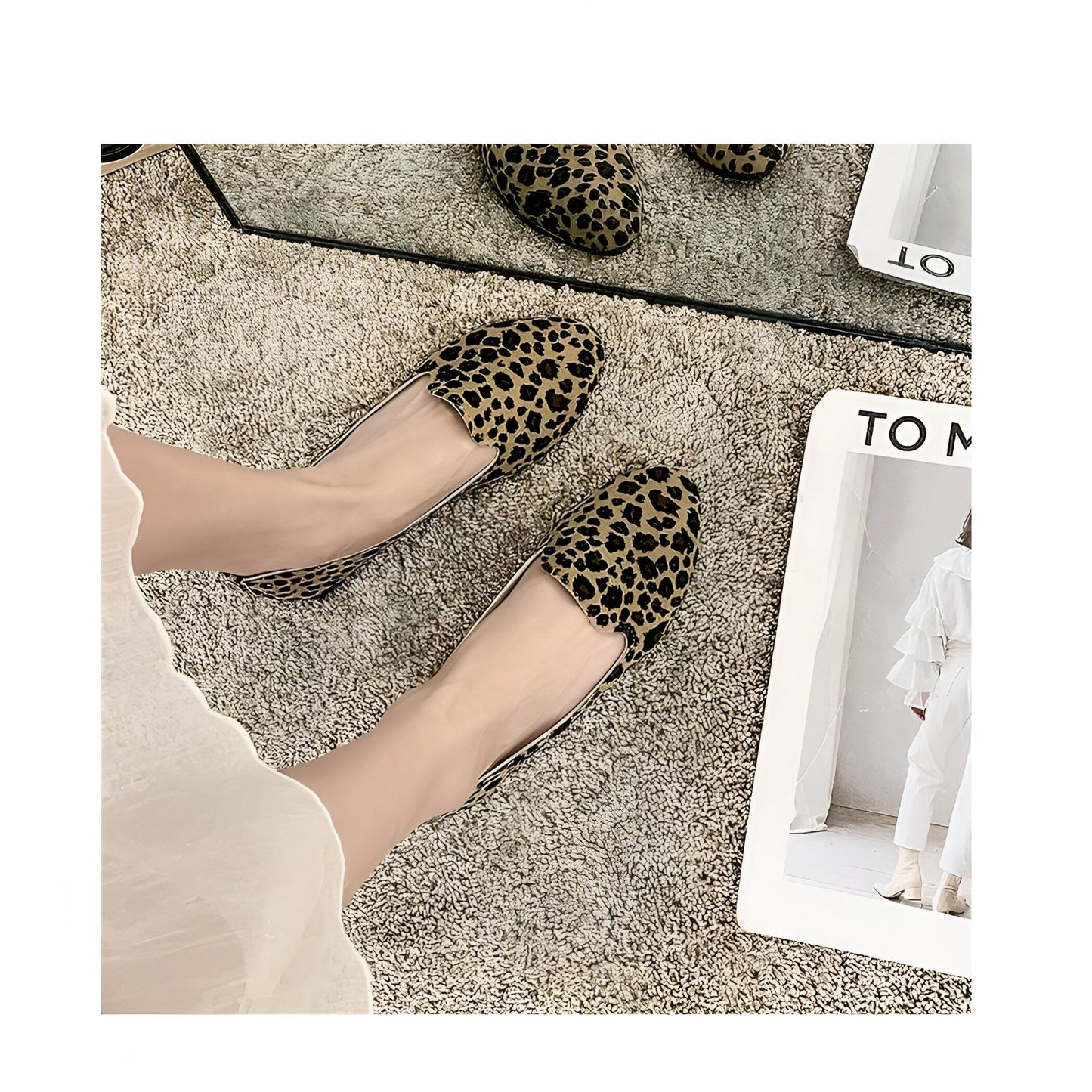 Lux Mocassins Femme Léopard Plats Simili Cuir Confort