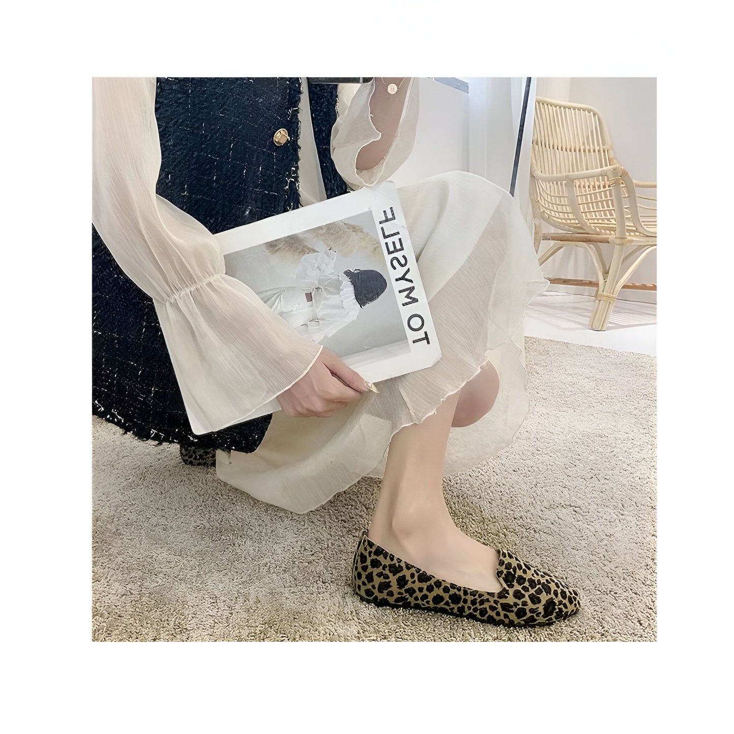 Lux Mocassins Femme Léopard Plats Simili Cuir Confort