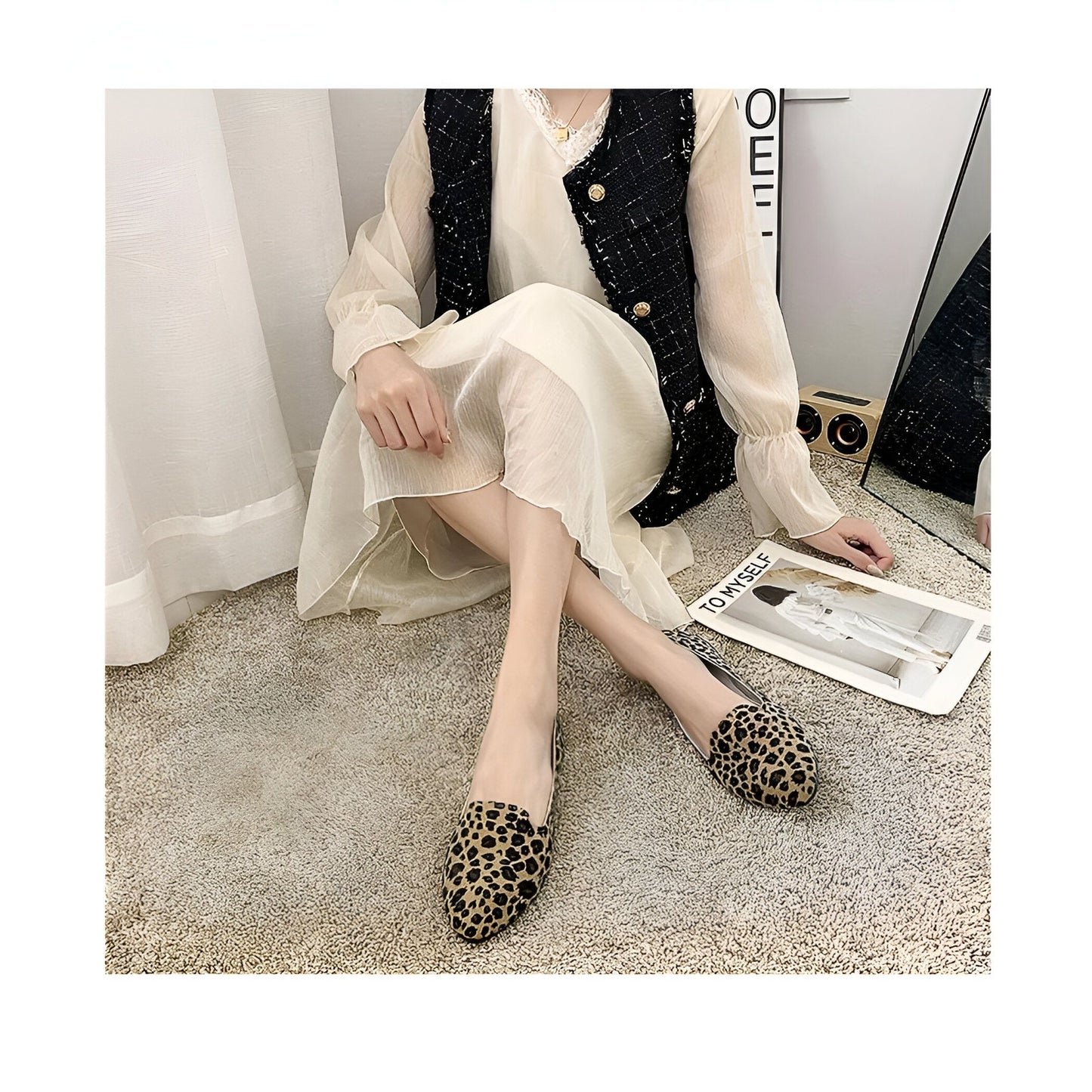 Lux Mocassins Femme Léopard Plats Simili Cuir Confort