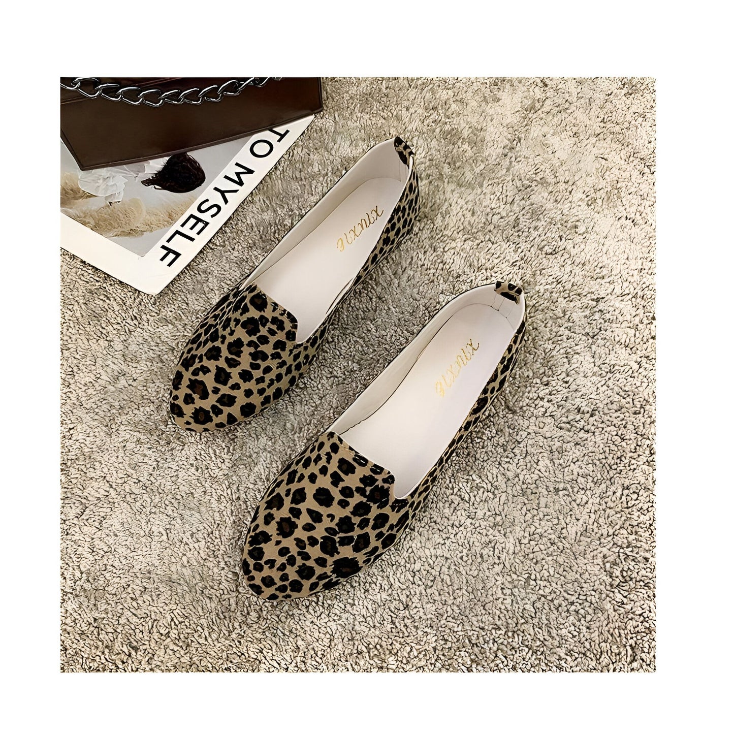 Lux Mocassins Femme Léopard Plats Simili Cuir Confort