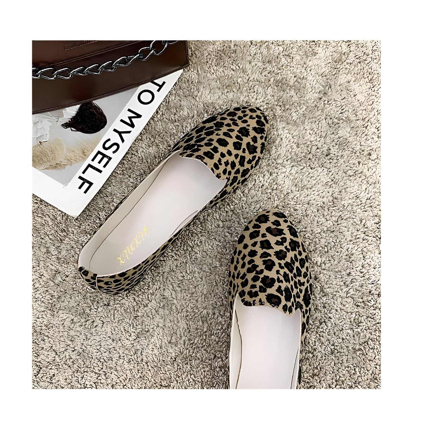 Lux Mocassins Femme Léopard Plats Simili Cuir Confort