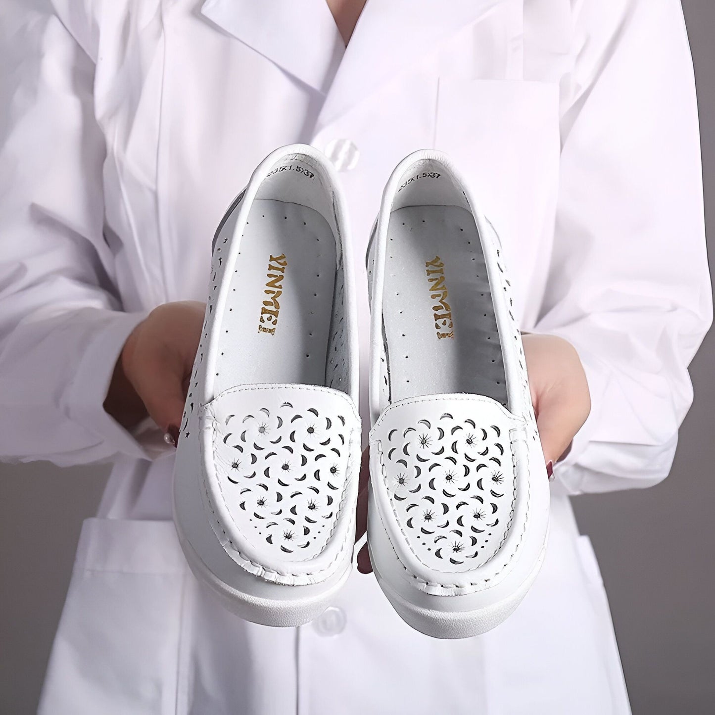 NovaStyle Mocassins Femme Compensés Cuir Végan Ajouré