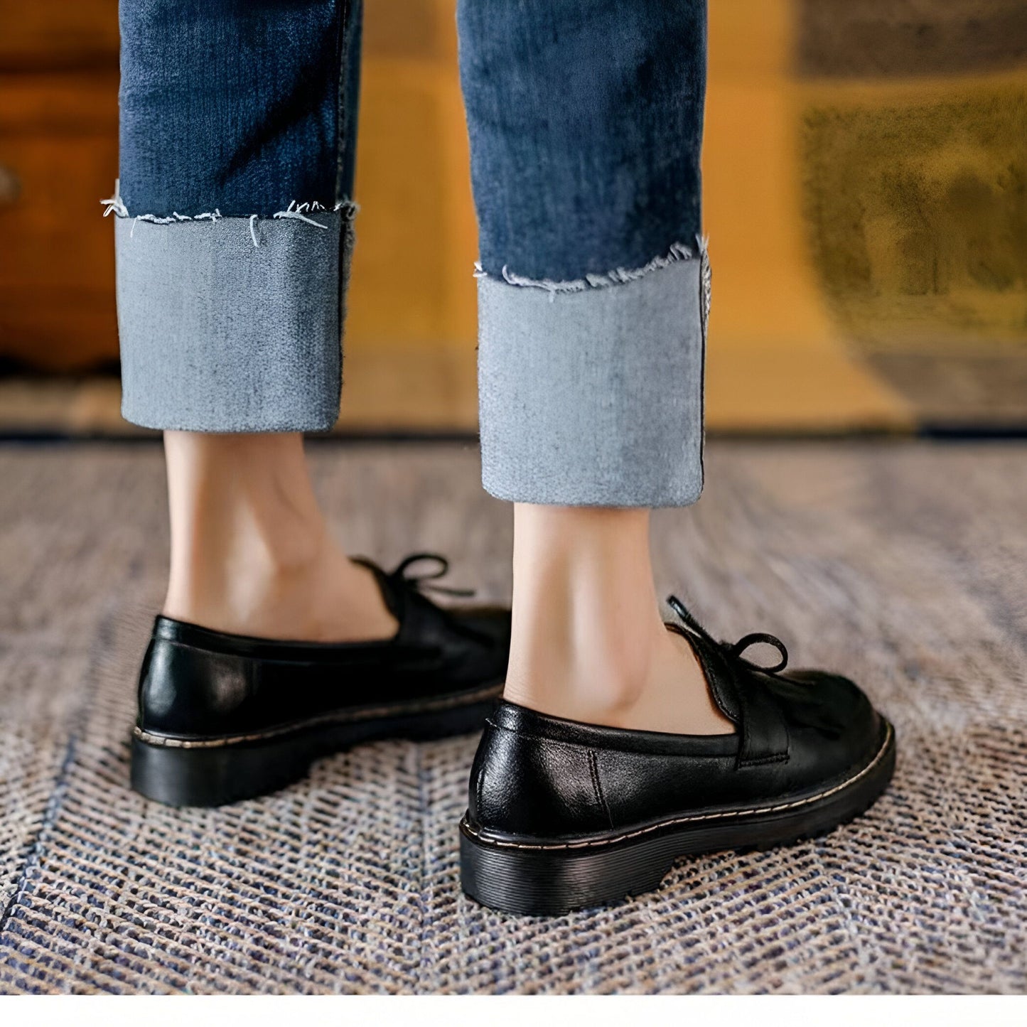 Mocassins Rétro Chic Femme: Talons Carrés avec Franges