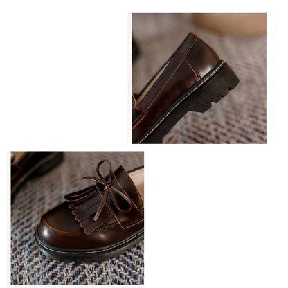 Mocassins Rétro Chic Femme: Talons Carrés avec Franges