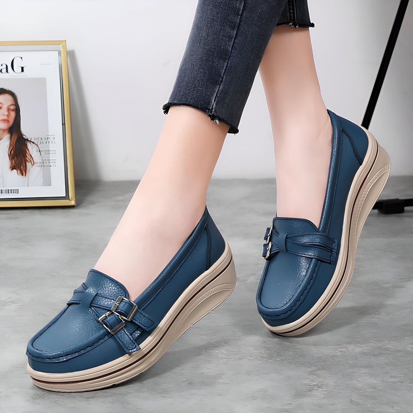 Mocassins Femme Luxe Semelle Épaisse Élégants
