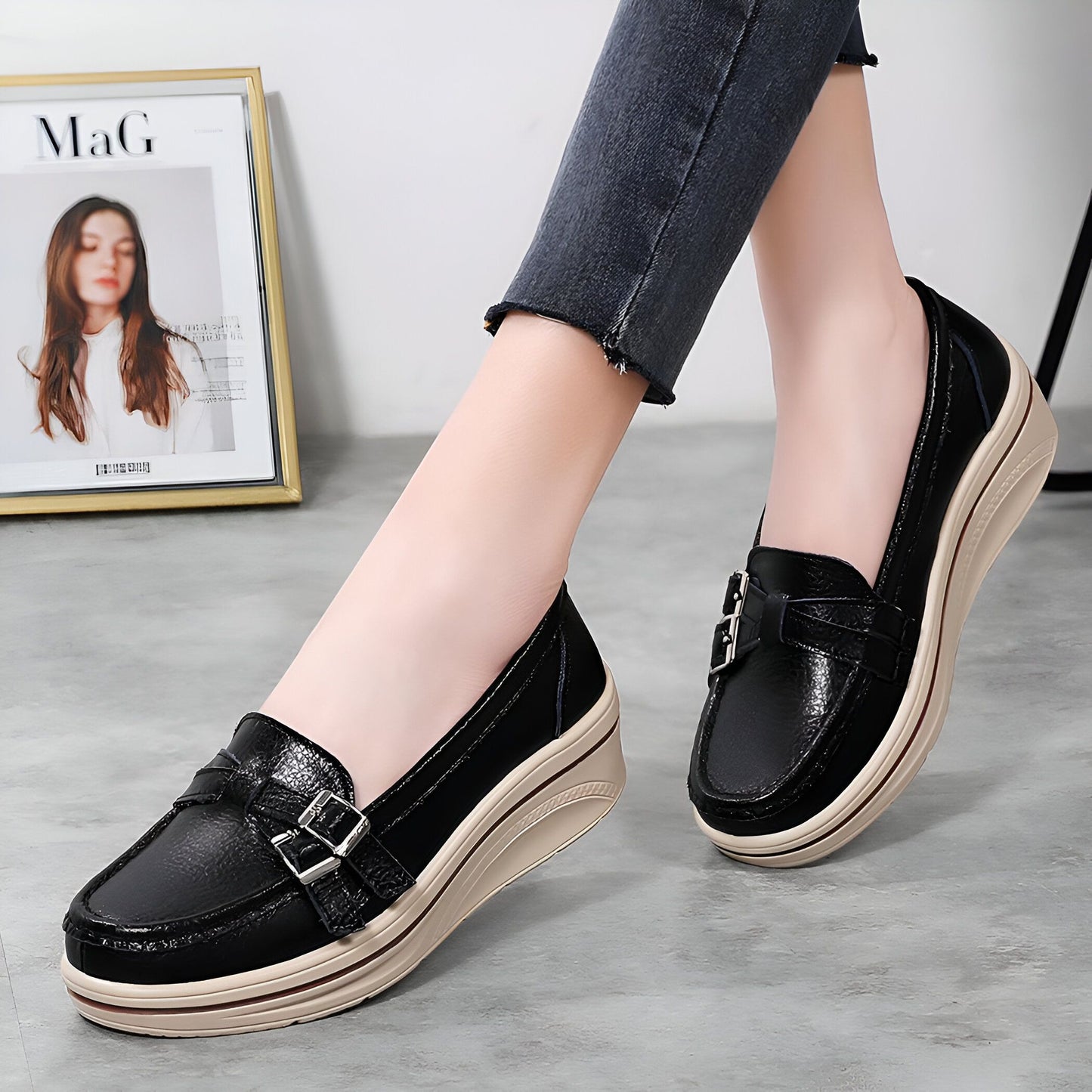 Mocassins Femme Luxe Semelle Épaisse Élégants