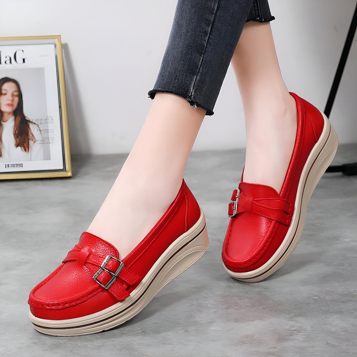 Mocassins Femme Luxe Semelle Épaisse Élégants