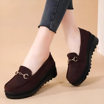NovaBrand Mocassins Femme Compensées Chaîne