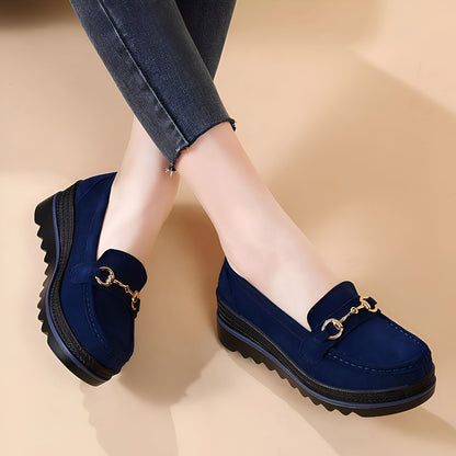 NovaBrand Mocassins Femme Compensées Chaîne