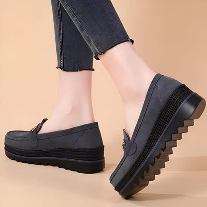 NovaBrand Mocassins Femme Compensées Chaîne