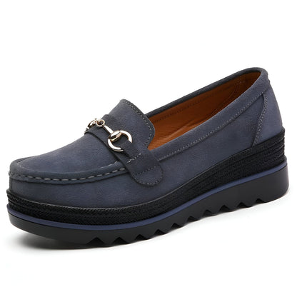 NovaBrand Mocassins Femme Compensées Chaîne