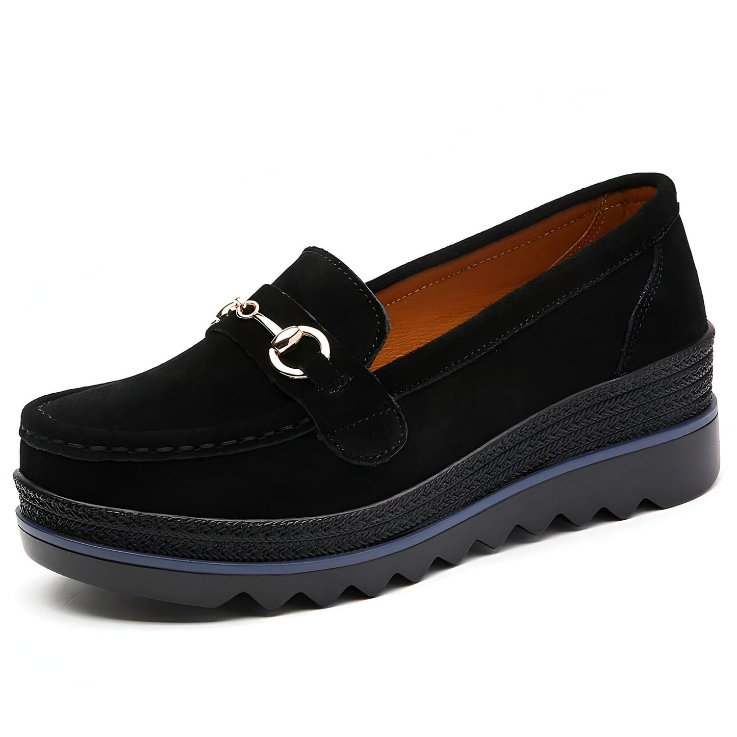 NovaBrand Mocassins Femme Compensées Chaîne