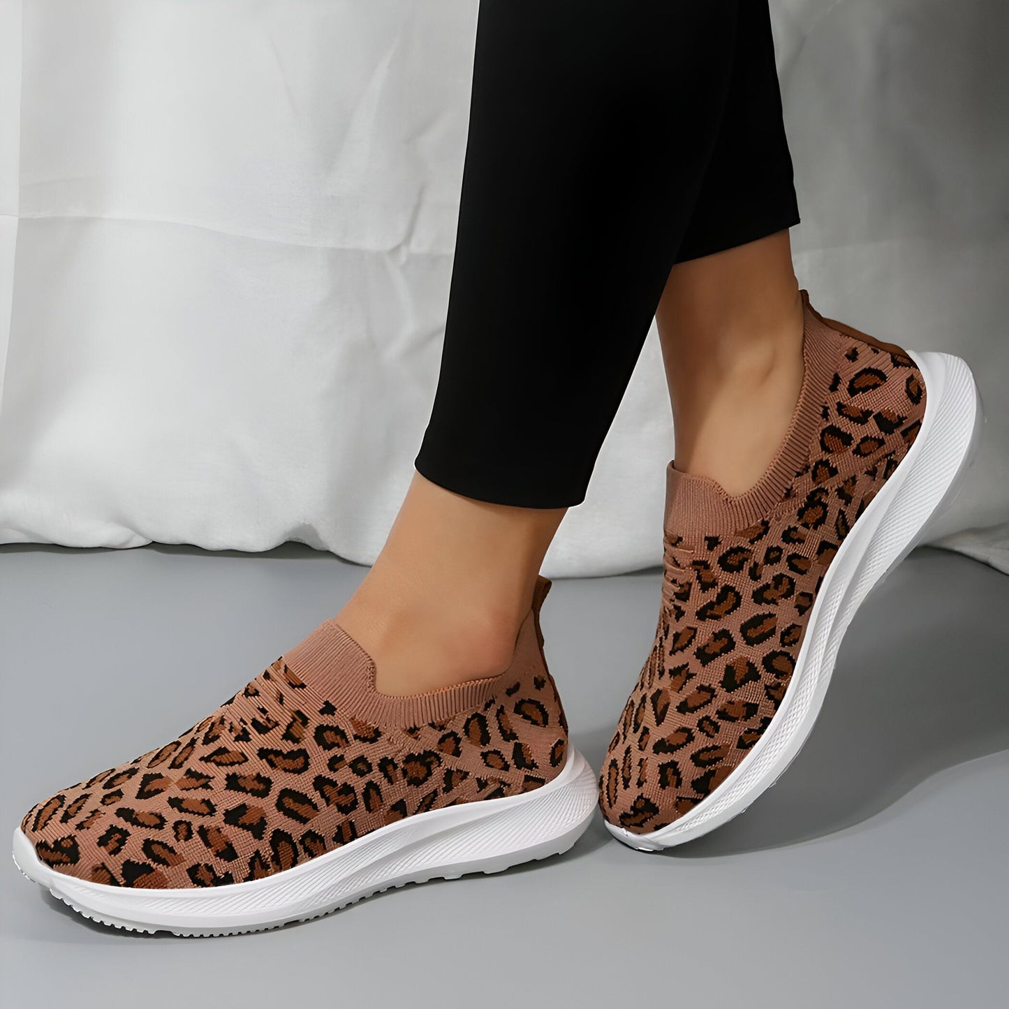Mocassins Femme: Confortables en Maille Motif Léopard