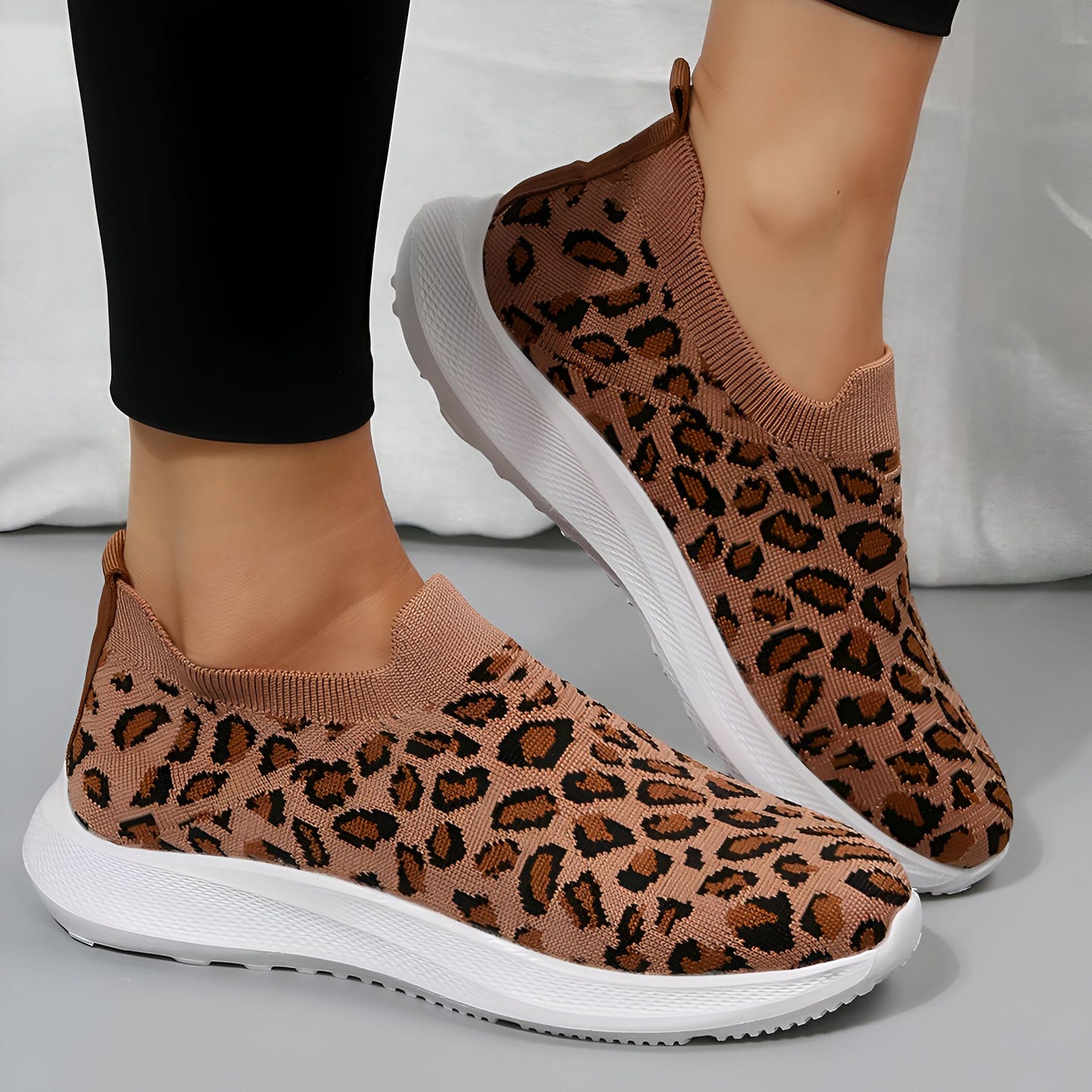 Mocassins Femme: Confortables en Maille Motif Léopard