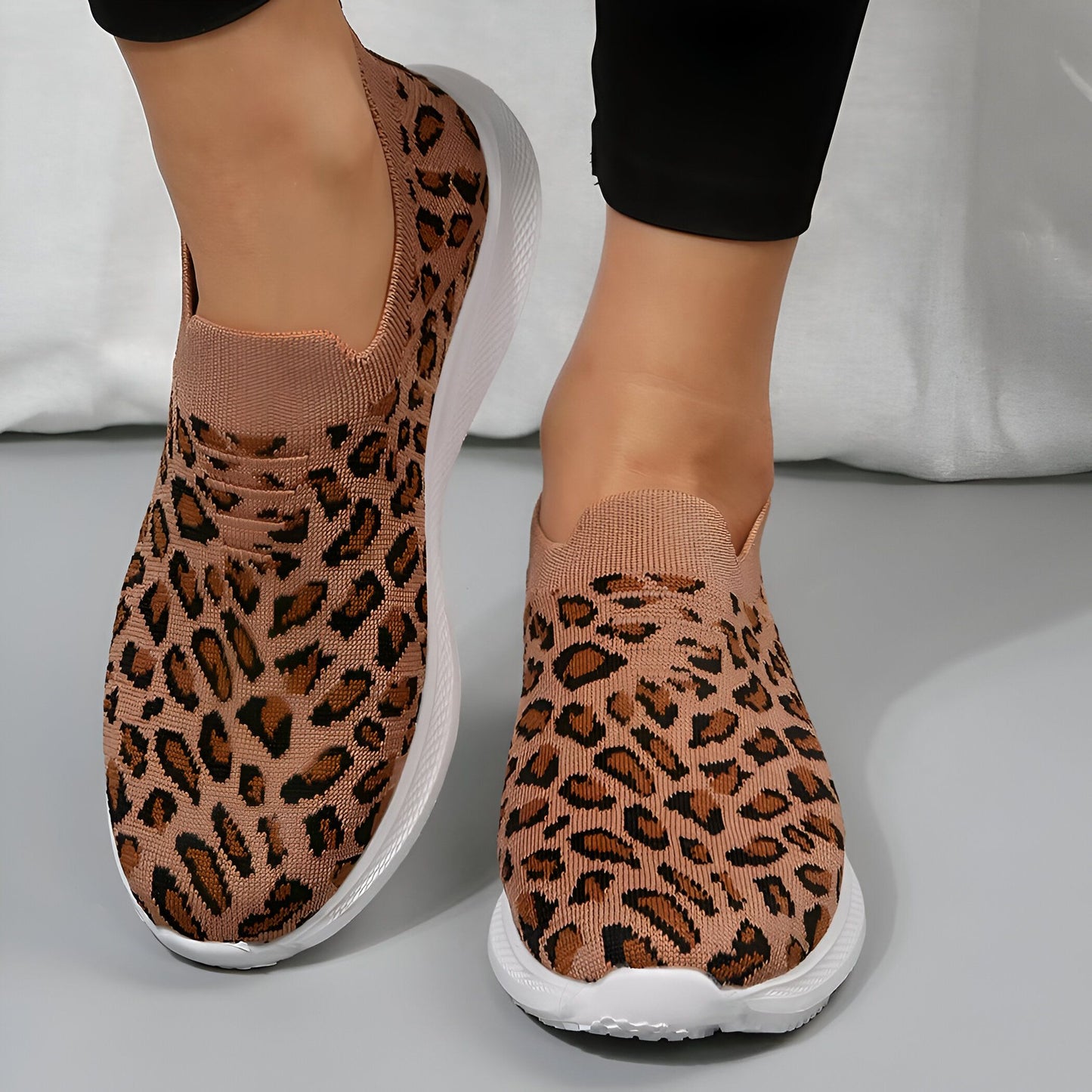 Mocassins Femme: Confortables en Maille Motif Léopard
