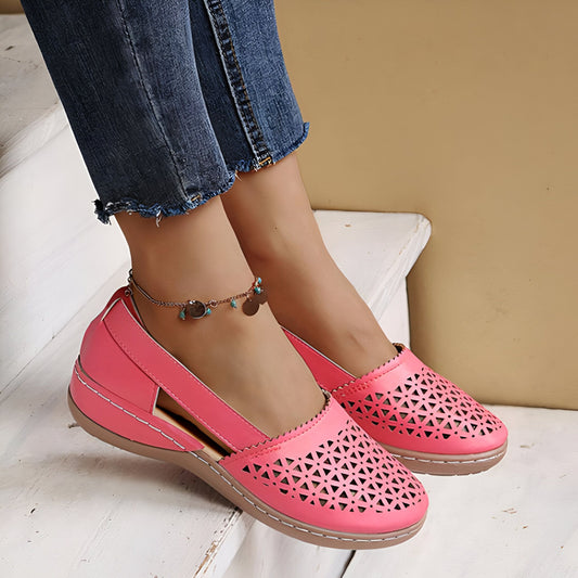Mocassins Femme Ajourés Compensés - Style Vintage