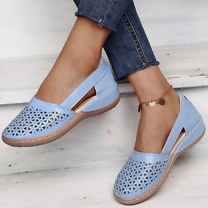 Mocassins Femme Ajourés Compensés - Style Vintage
