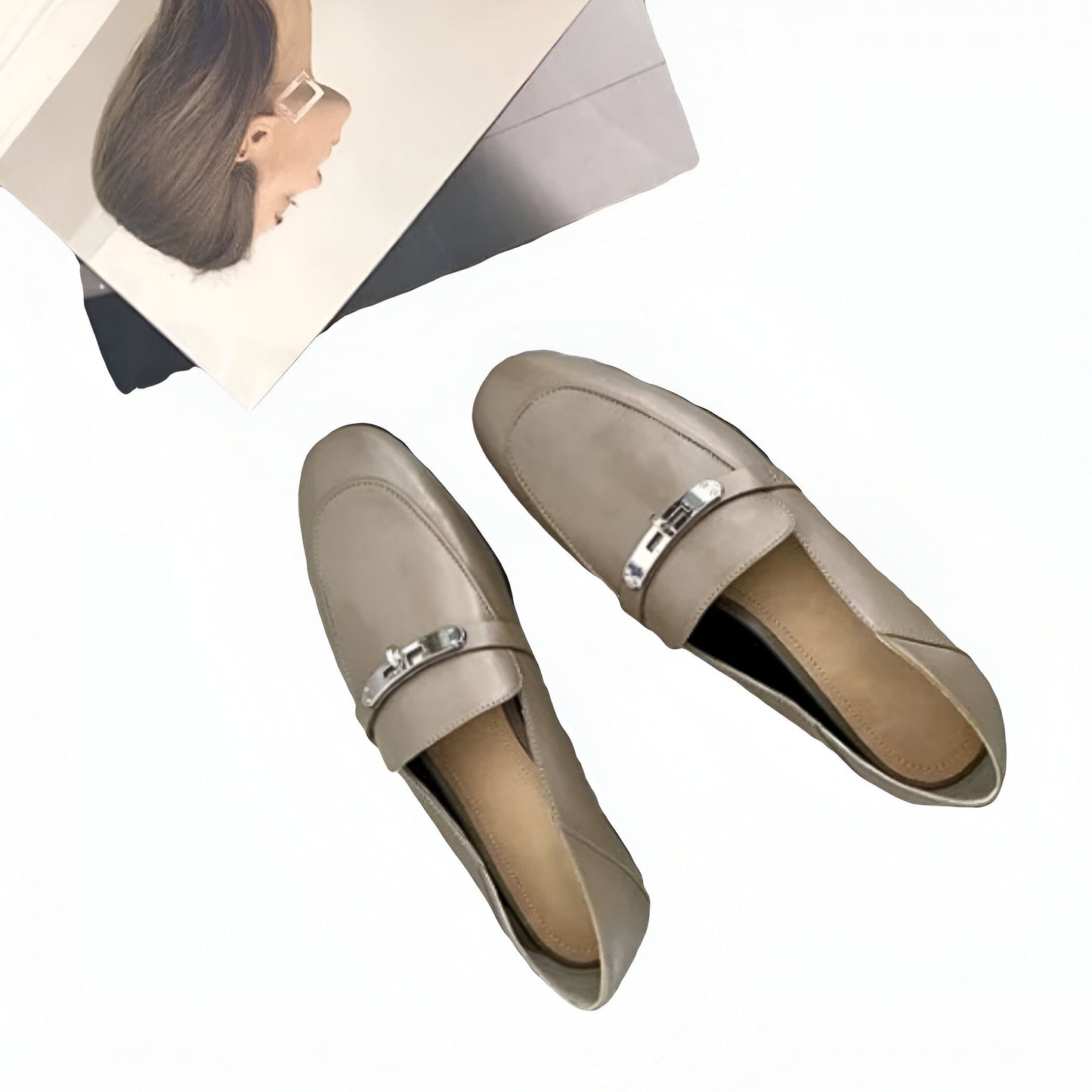 Élite Mocassins Cuir Véritable Talon Carré Léger