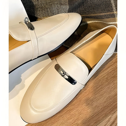 Élite Mocassins Cuir Véritable Talon Carré Léger