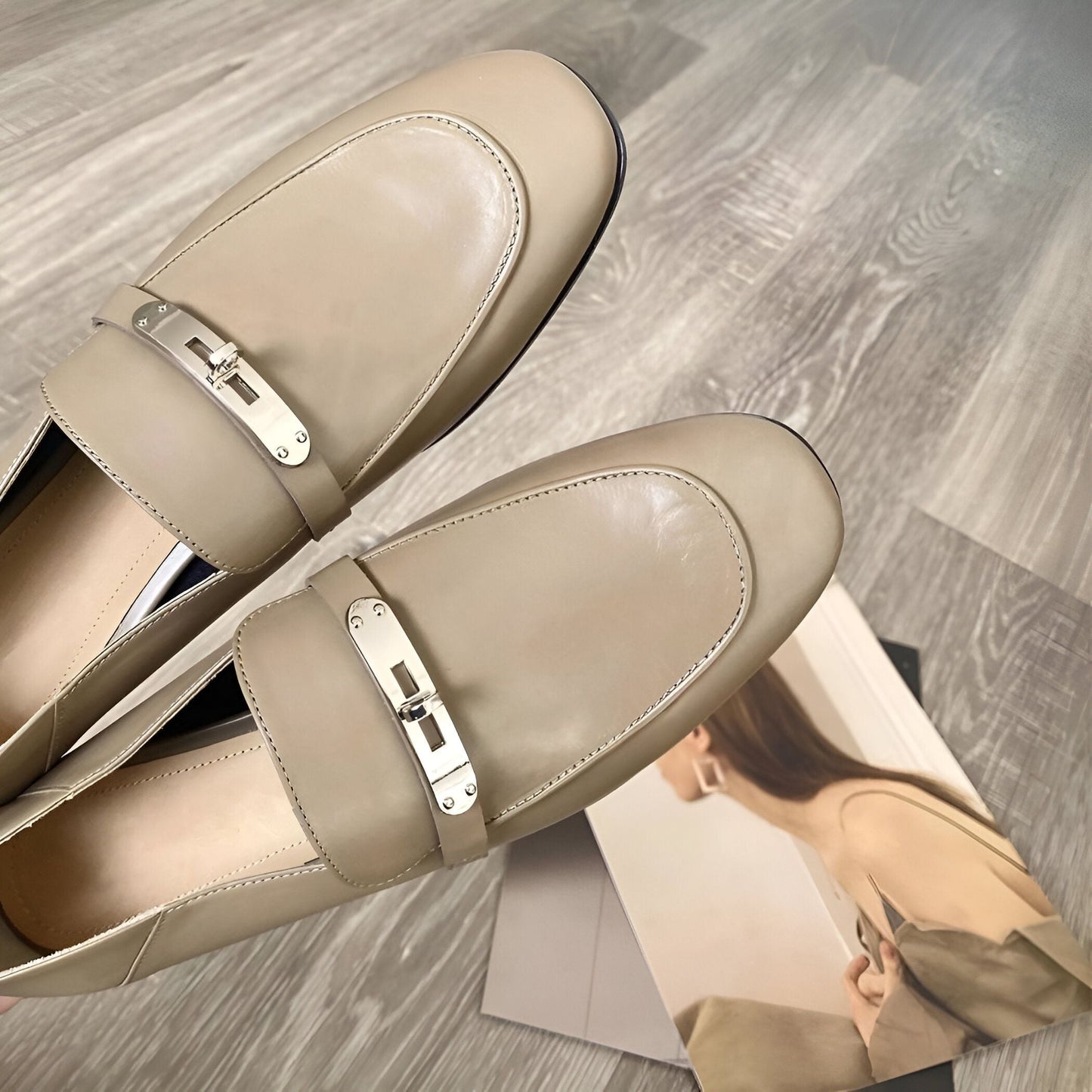Élite Mocassins Cuir Véritable Talon Carré Léger