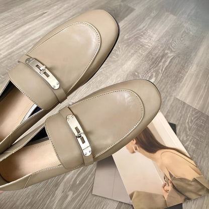 Élite Mocassins Cuir Véritable Talon Carré Léger