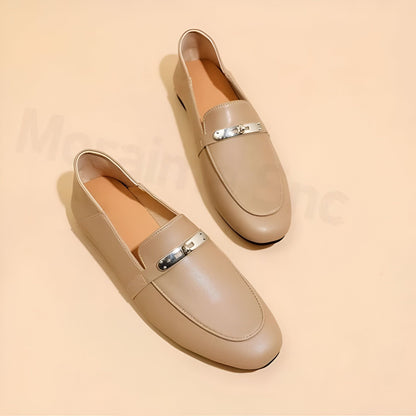 Élite Mocassins Cuir Véritable Talon Carré Léger