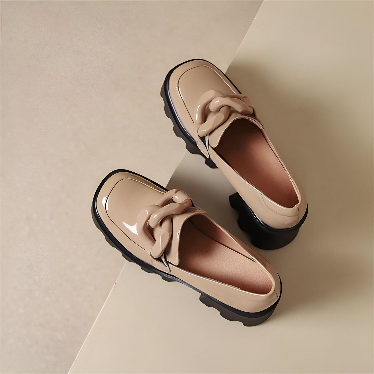 Luxiva Mocassins Femme Vernis Boucle XXL Semelle Épaisse