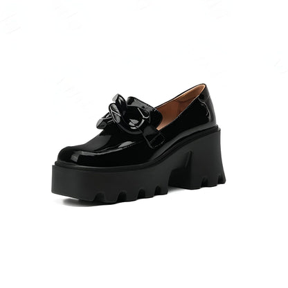 Luxiva Mocassins Femme Vernis Boucle XXL Semelle Épaisse
