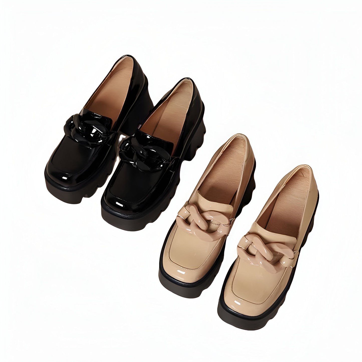 Luxiva Mocassins Femme Vernis Boucle XXL Semelle Épaisse