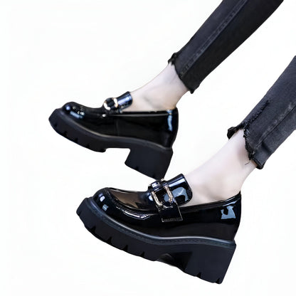 LuxMoc Mocassins Femme Vernis - Talons Épais Élégants
