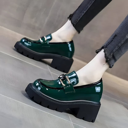 LuxMoc Mocassins Femme Vernis - Talons Épais Élégants