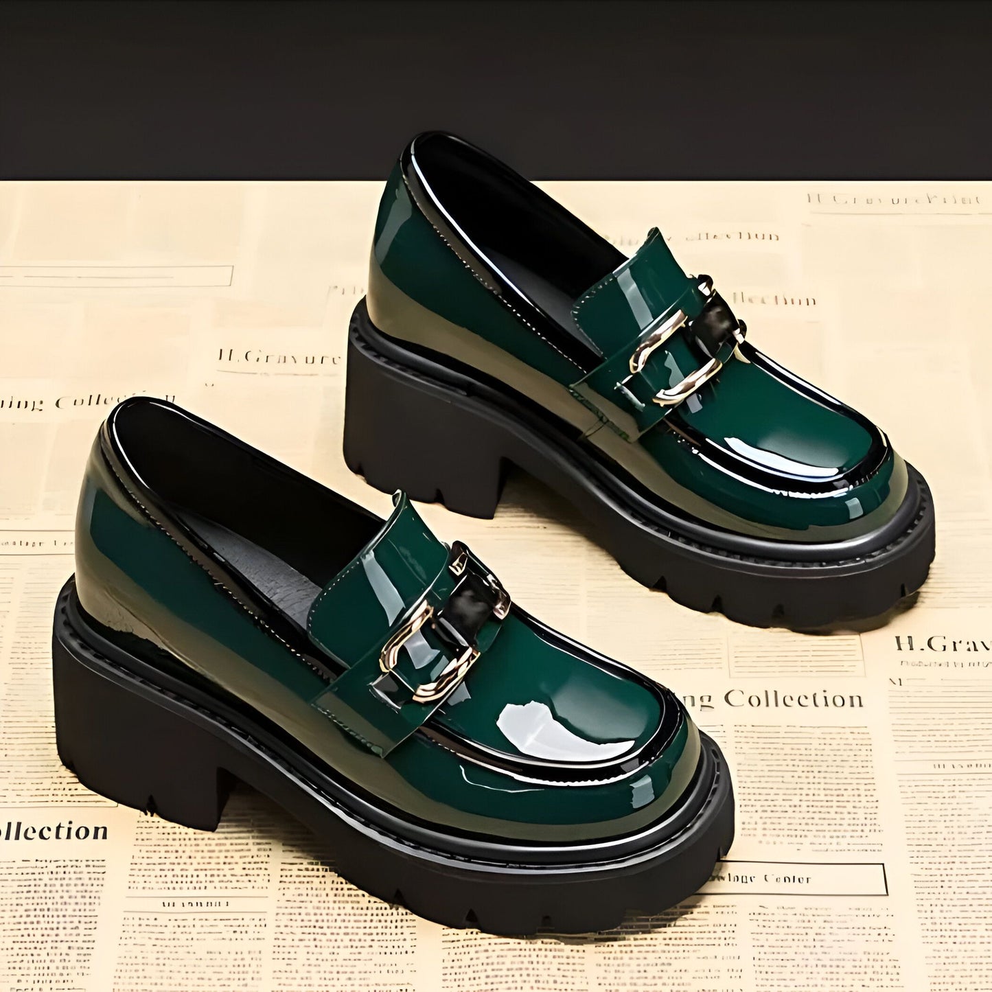 LuxMoc Mocassins Femme Vernis - Talons Épais Élégants